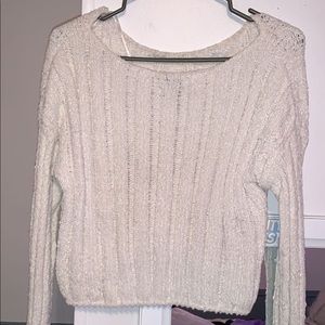 white cropped sweater